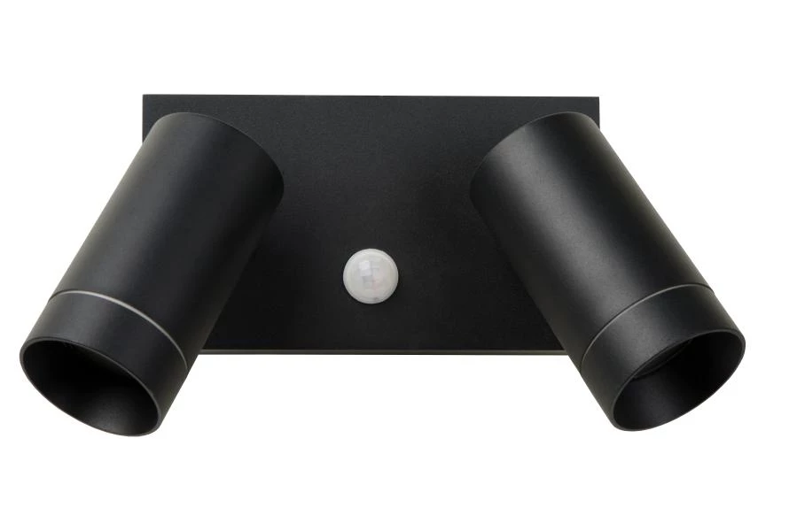 Lucide TAYLOR - Wall spotlight / Wall light Indoor/Outdoor - 2xGU10 - IP54 - Motion Sensor - Black - turned off